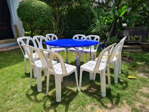 เช่าโต๊ะ-โต๊ะจีน1.2ม.เก้าอี้พลาสติกไม่มีผ้าคลุม - Image 2