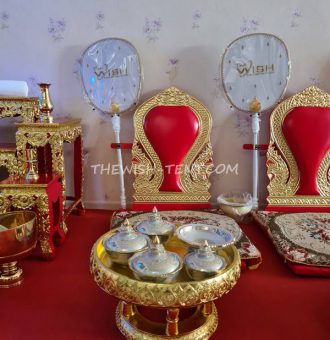 เช่าเต็นท์ 5เช่าชุดขันโตก25_ เช่าอาสนะ 9ที่นั่ง สีแดง-ทอง