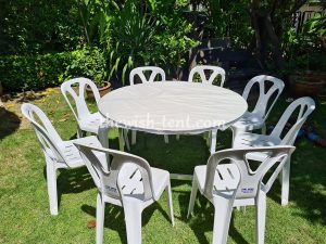 เช่าโต๊ะ-โต๊ะจีน1.2ม.เก้าอี้พลาสติกไม่มีผ้าคลุม - Image 7
