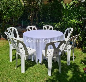เช่าโต๊ะ-โต๊ะจีน1.2ม.คลุมผ้าขาวเก้าอี้พลาสติกไม่คลุมผ้า - Image 5