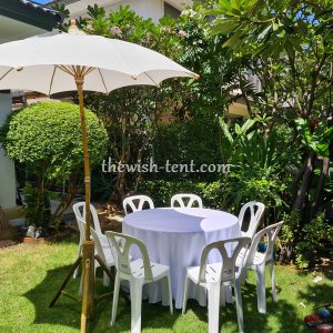 เช่าโต๊ะจีนคลุม-ผ้าสีขาว