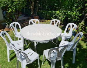 เช่าชุดโต๊ะจีน 1.2 เมตร+เก้าอี้พลาสติก