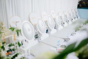 เช่าโต๊ะหมู่บูชา_อาสนะ+สีขาวเงิน -ชุดพิธีสงฆ์ - Image 2