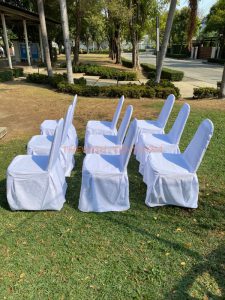 เช่าเก้าอี้-เก้าอี้บุนวมคลุมผ้าสีขาว - Image 5