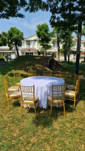 เช่าโต๊ะ-โต๊ะจีนเก้าอี้ชิวารีสีทอง - Image 7