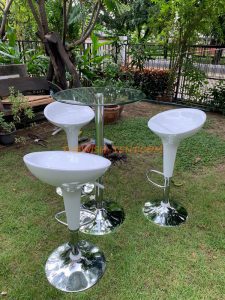 เช่าชุดโต๊ะกระจกเก้าอี้บาร์ไฟเบอร์