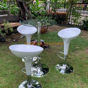 เช่าชุดโต๊ะกระจกเก้าอี้บาร์ไฟเบอร์