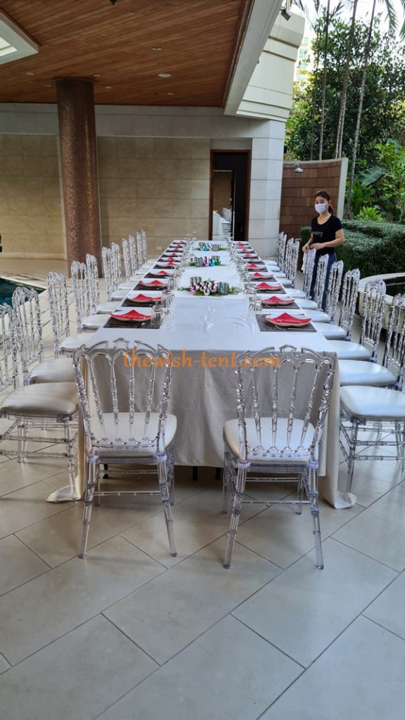 ชุดโต๊ะเหลี่ยมเก้าอี้คริสตัล