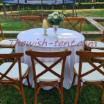 เช่าโต๊ะกลม-เก้าอี้ชิวารีครอสแบ็ค_เก้าอี้ไม้ครอสแบ็ค