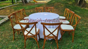 เช่าโต๊ะกลม เก้าอี้ชิวารี ครอสแบล็ค