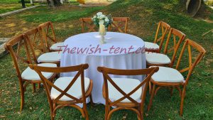 เช่าโต๊ะกลม เก้าอี้ชิวารี ครอสแบล็ค