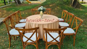 เช่าโต๊ะกลม เก้าอี้ชิวารี ครอสแบล็ค