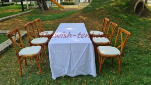 เช่าโต๊ะเหลี่ยม เก้าอี้ชิวารี ครอสแบล็ค