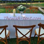 เช่าโต๊ะเหลี่ยม-เก้าอี้ชิวารีครอสแบ็ค_เก้าอี้ไม้ครอสแบ็ค