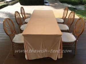 เช่าเก้าอี้ชิวารี-ควีนส์ เช่าโต๊ะเหลี่ยมผ้าคลุมสีทอง - Image 6