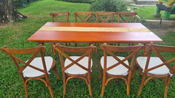 เช่าชุดโต๊ะไม้ เช่าเก้าอี้ไม้สัก เช่าเก้าอี้ชิวารี_Crossback - Image 5