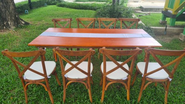 เช่าชุดโต๊ะไม้ เช่าเก้าอี้ไม้สัก เช่าเก้าอี้ชิวารี_Crossback - Image 4