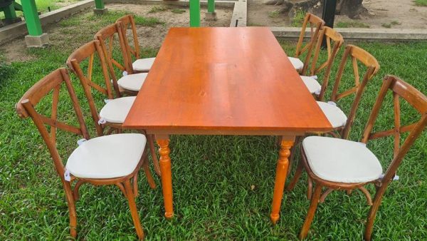 เช่าชุดโต๊ะไม้ เช่าเก้าอี้ไม้สัก เช่าเก้าอี้ชิวารี_Crossback - Image 3