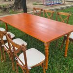 เช่าโต๊ะไม้ เช่าเก้าอี้ไม้สัก เช่าเก้าอี้ชิวารีCrossback